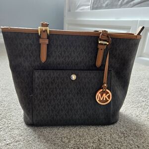Michael Kors Black and Tan Tote Bag